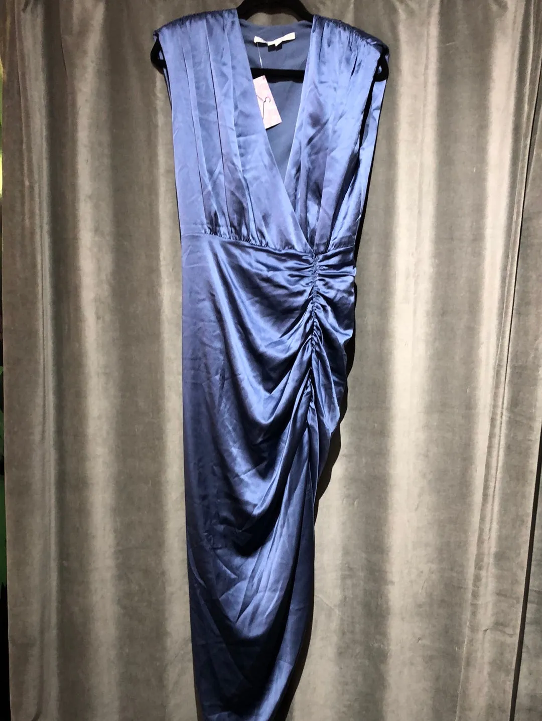 Veronica Beard Silk Like Shoulder Pad Sleeveless Assymmetrical 'CASALA' Dress