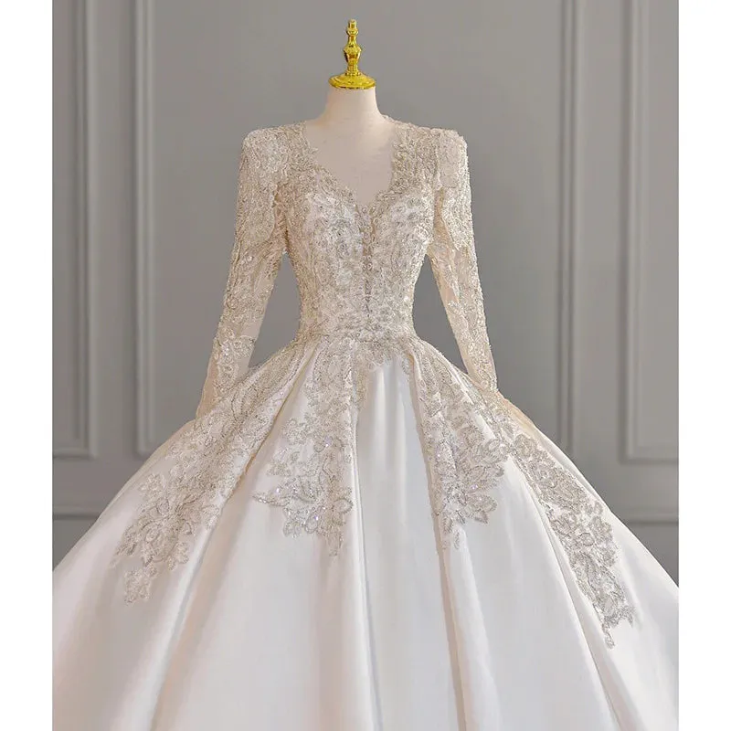 Wedding Dresses Vestido De Noiva Sparkly Beading Floor-Length Formal Bridal Gowns
