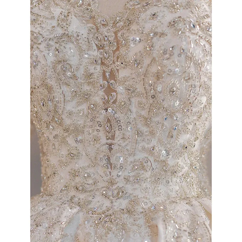Wedding Dresses Vestido De Noiva Sparkly Beading Floor-Length Formal Bridal Gowns