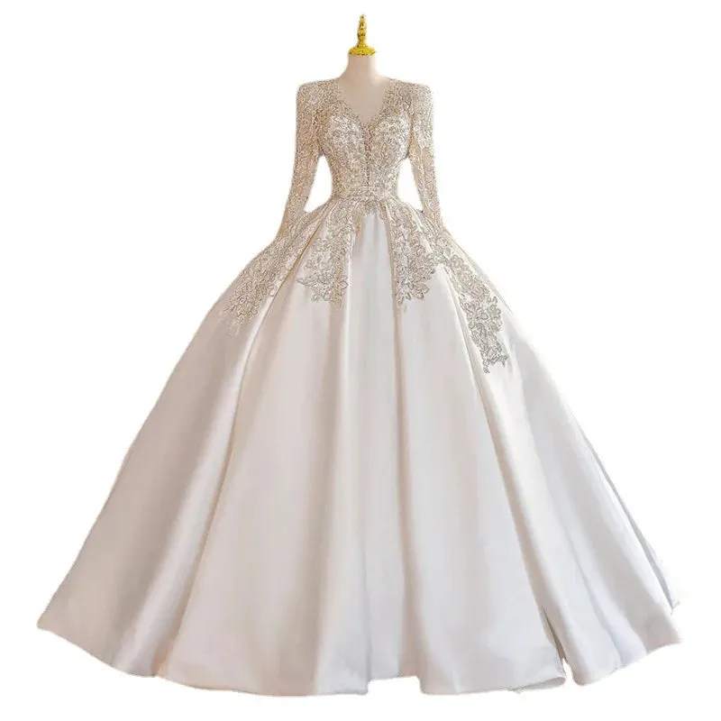 Wedding Dresses Vestido De Noiva Sparkly Beading Floor-Length Formal Bridal Gowns