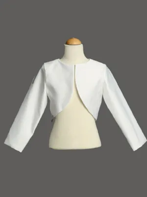 White Long Sleeve Satin Bolero - LT-1103