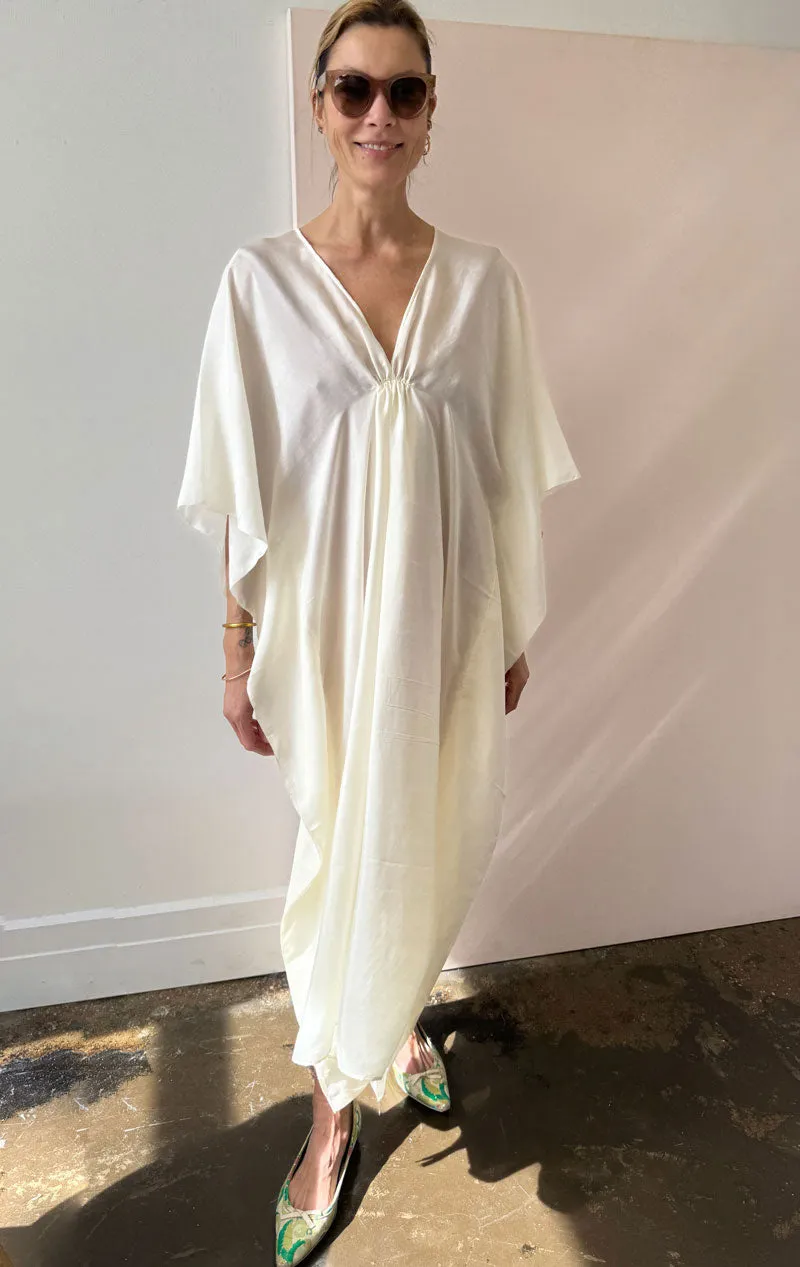 White silk caftan