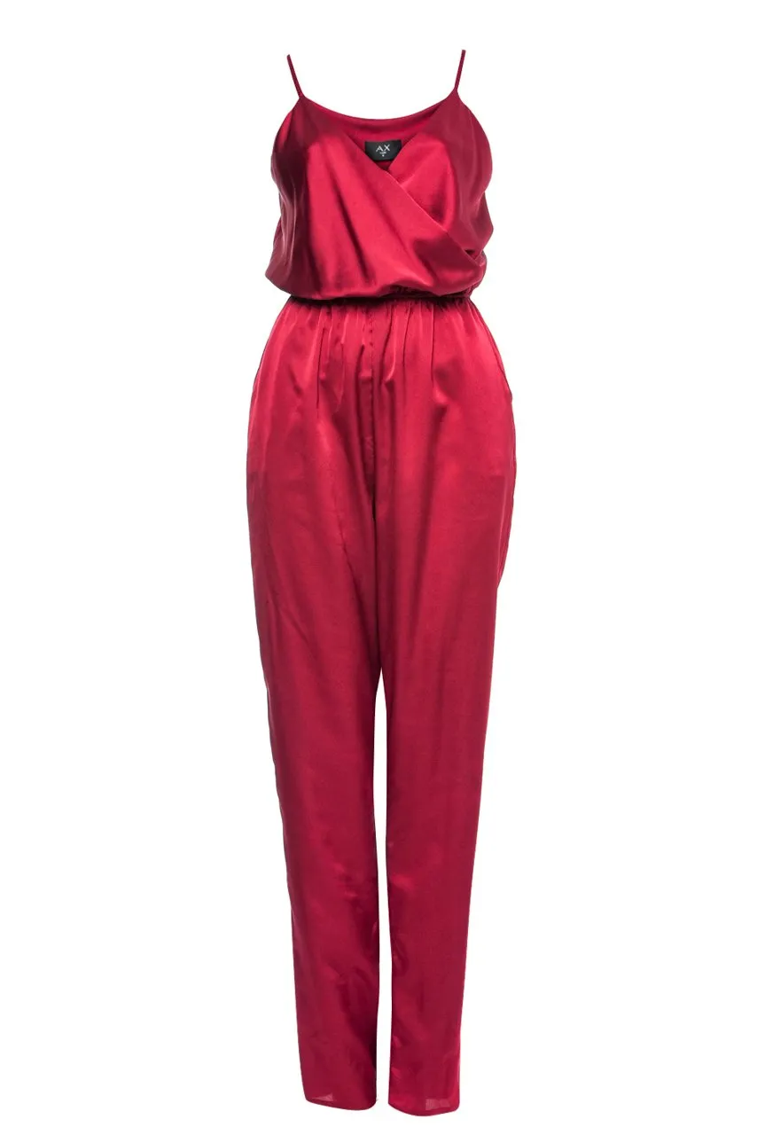 Wine Strappy Jumpsuit