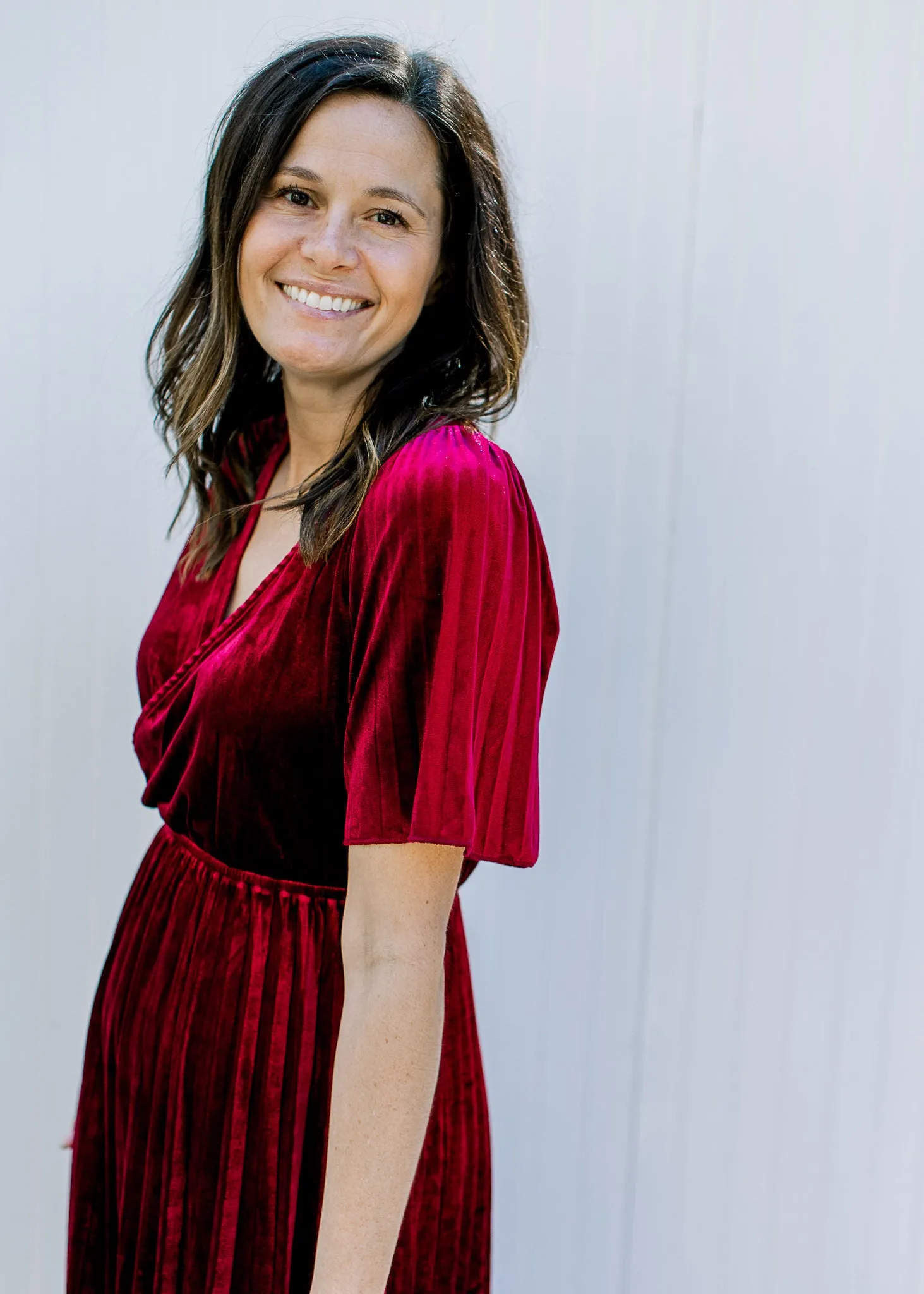 XZ Wine Velvet Midi Dress