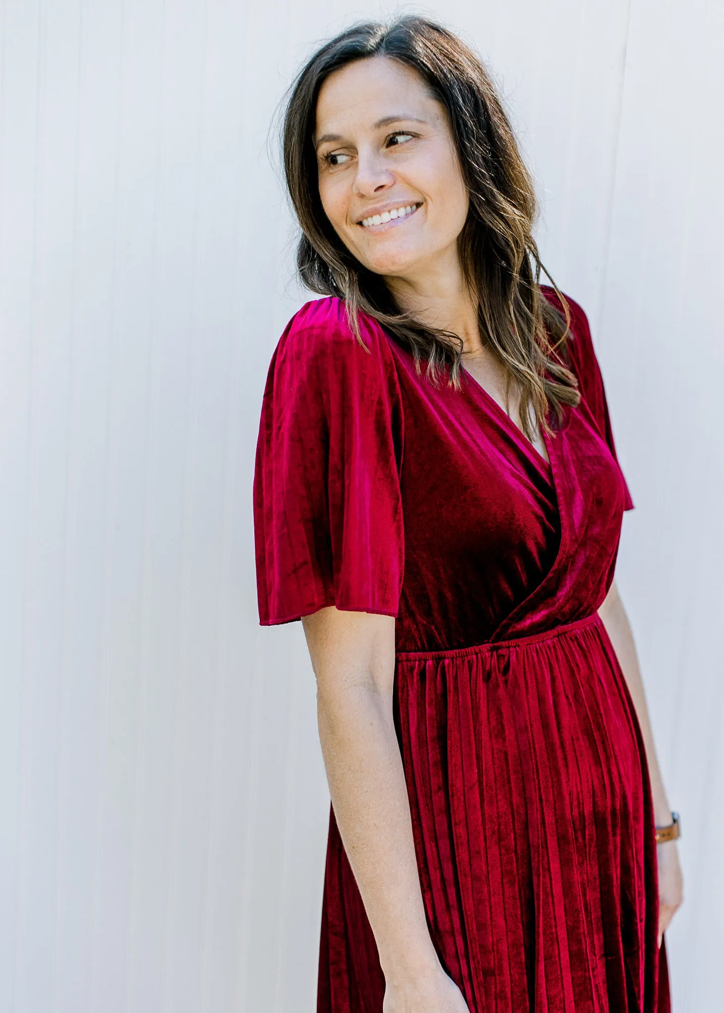 XZ Wine Velvet Midi Dress