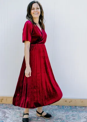 XZ Wine Velvet Midi Dress