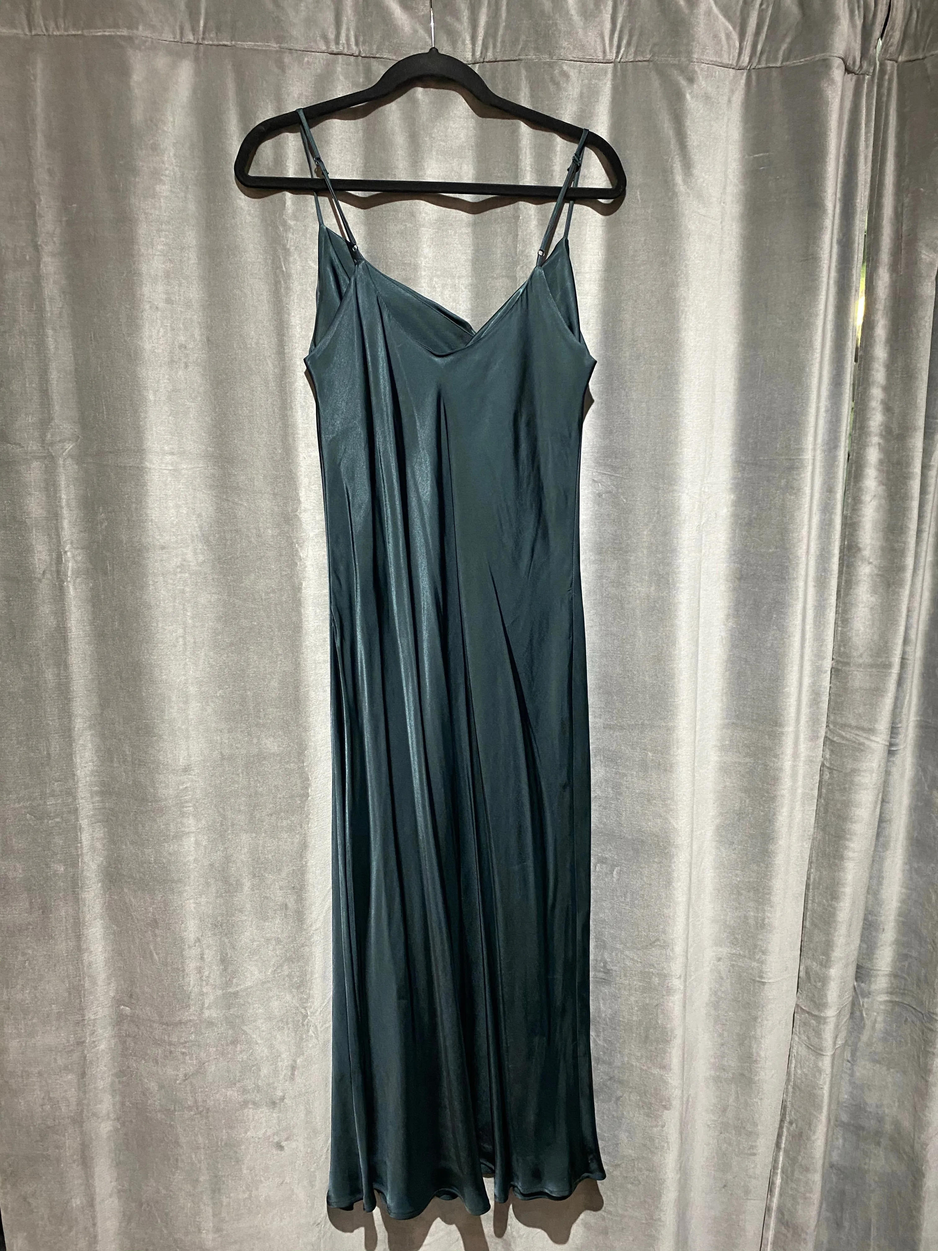 Zara Emerald Green Silk Long Slip Dress